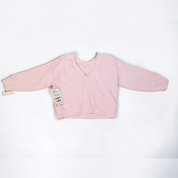 Vintage Objects D'Art Womens L Reversible Sweater Crop Oversized Knit Pink Top - Picture 9 of 15